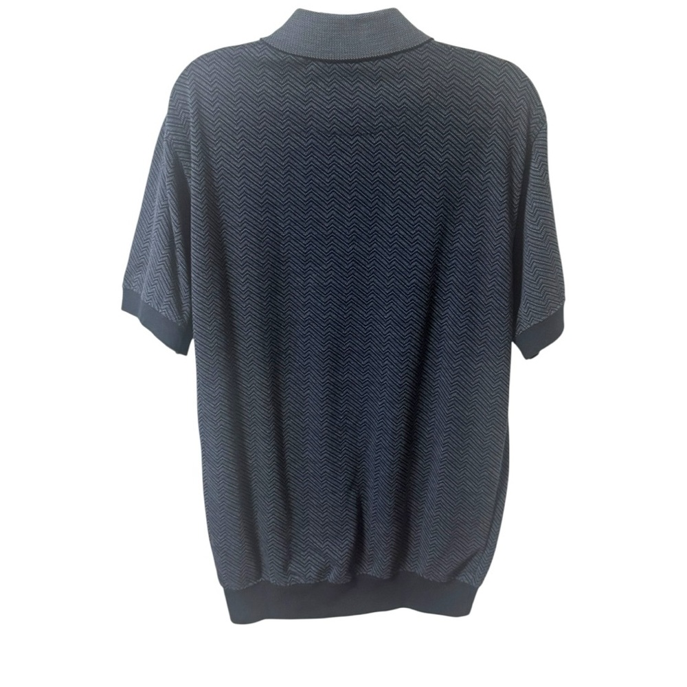 Penmans Vintage Herringbone Polo Shirt Men’s Small Short Sleeve Blue Patterned - Picture 2 of 5